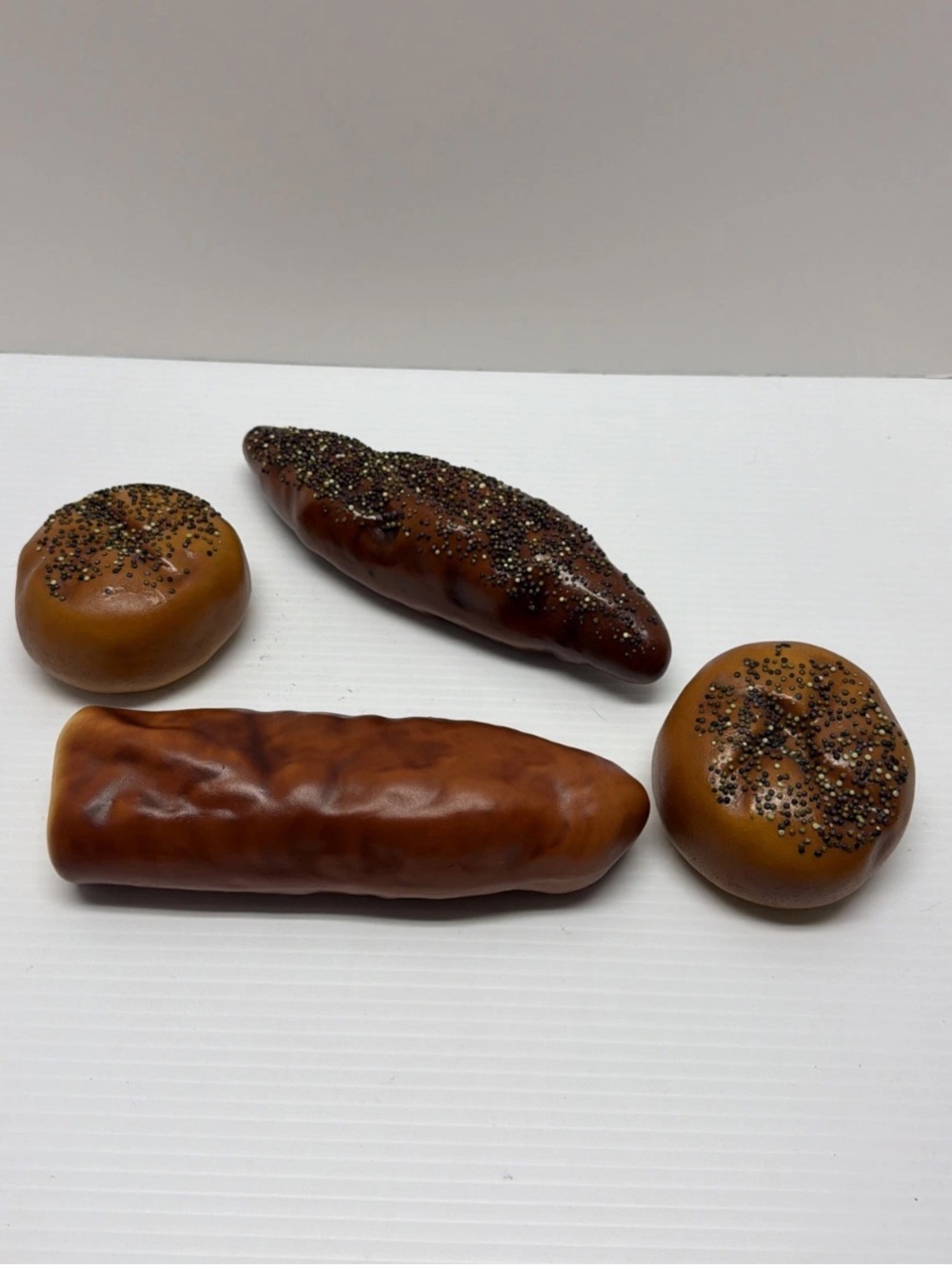 Decorative Artificial Bread Loaves Rolls Baguette Food Prop Display Lot Of Four